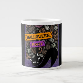Caneca De Café Grande Festa de Halloween e Gato Preto