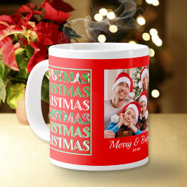 Caneca De Café Grande Festa de Natal Vermelho Verde Personalizada