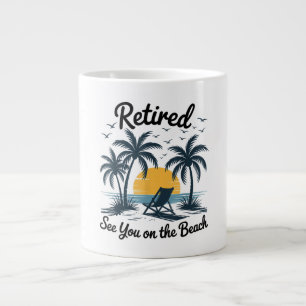Caneca De Café Grande Festa Verão Aposentado Vejo Você Na Praia