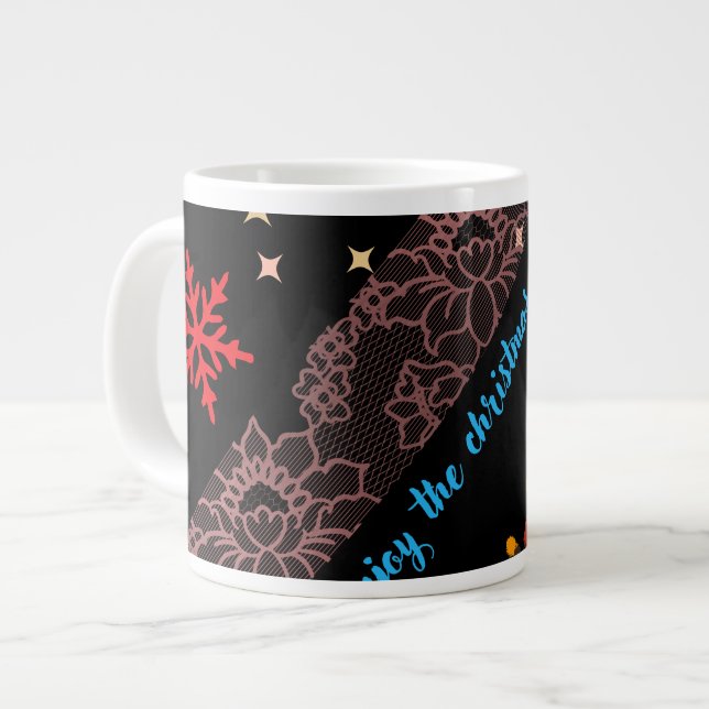Caneca De Café Grande Festive Christmas Mug – Merry Holidays Coffee Cup  (Frente Esquerda)