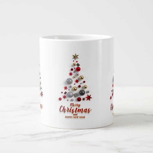 Caneca De Café Grande  “Festive Tree in Snow” (Frente)