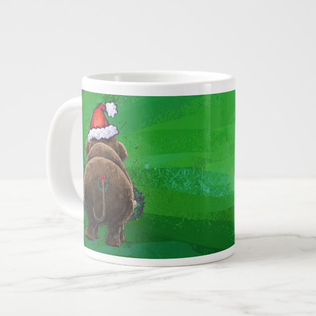 Caneca De Café Grande Festivo Mastodon Verde (Frente Esquerda)