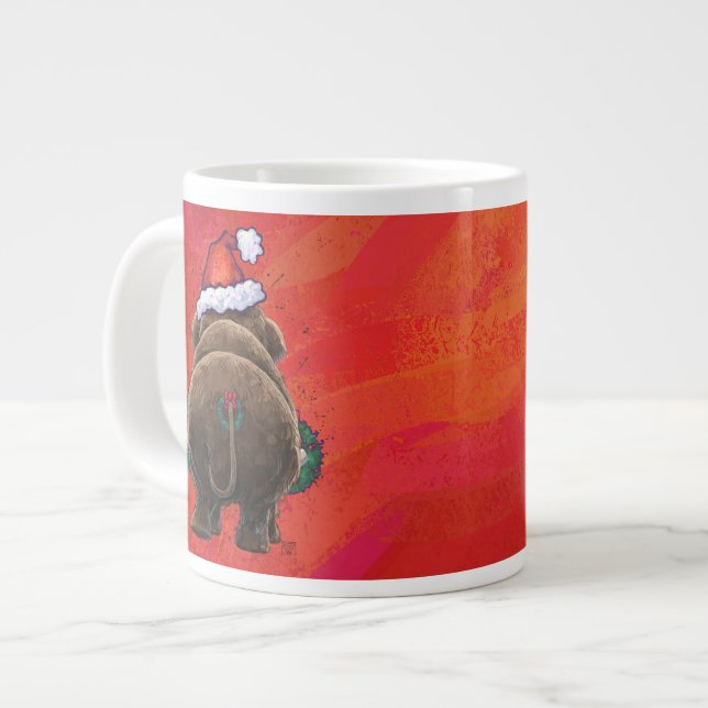 Caneca De Café Grande Festivo Mastodon Vermelho (Frente Esquerda)