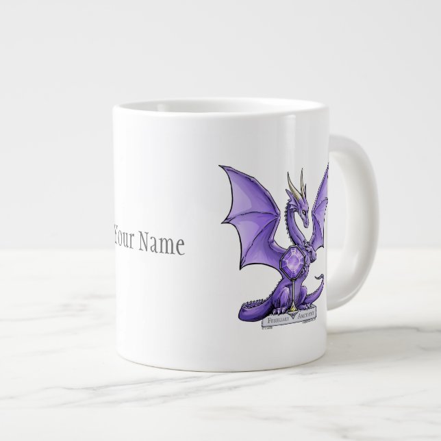 Caneca De Café Grande Fevereiro - Dragão Birthstone - Ametist (Frente Esquerda)