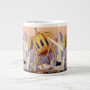 Caneca De Café Grande Ficção Científica Vintage Guerra de Invasão Alien 