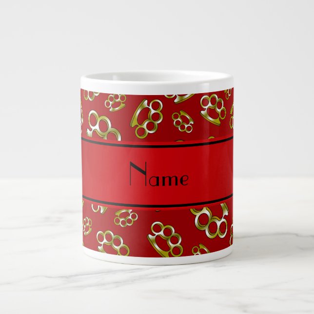 Caneca De Café Grande Ficheiros de bronze vermelho de nome personalizado (Frente)