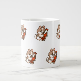 Caneca De Café Grande Filhote Fofo Abraçando Garrafa de Refrigerante