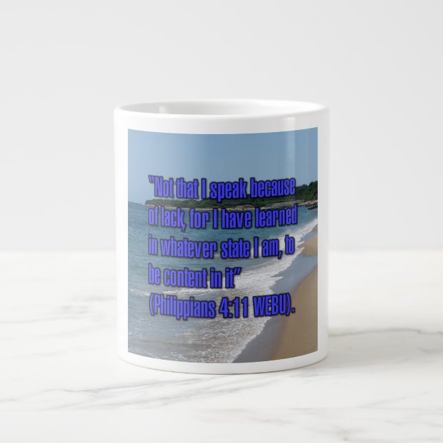 Caneca De Café Grande Filipenses 4:11 WEBU Mug (Frente)