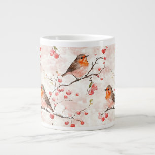 Caneca De Café Grande Finalidade de Aquarela em uma Árvore e Berries de