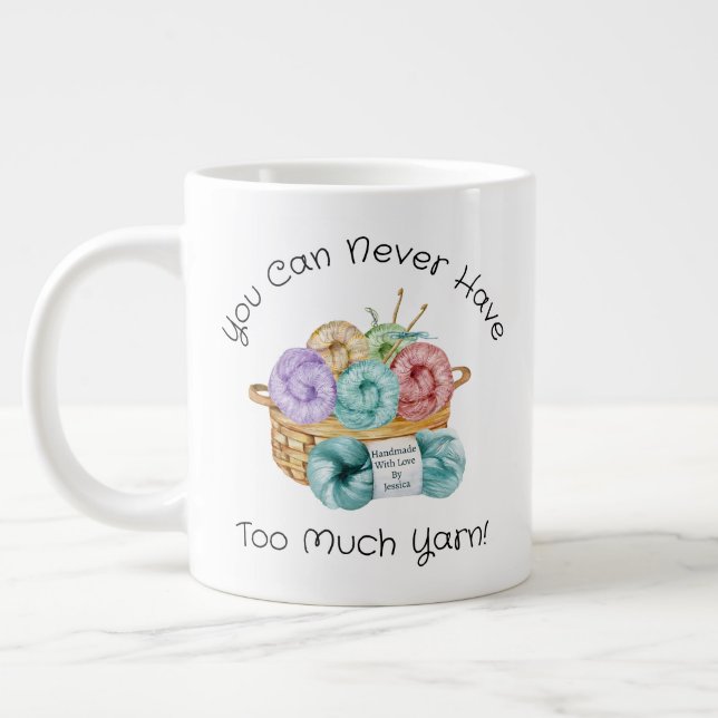Caneca De Café Grande Fio de Crochê Personalizado (Esquerda)