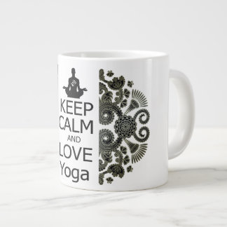Caneca De Café Grande FIQUE CALMO E AME Yoga