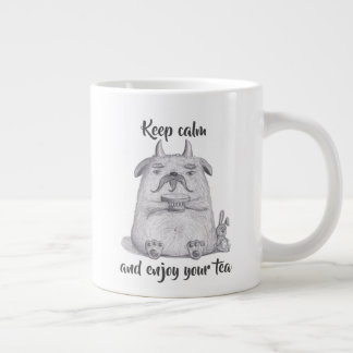 Caneca De Café Grande Fique calmo e desfrute do seu chá/ personalizado/