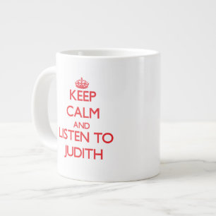 Caneca De Café Grande Fique calmo e escute Judith