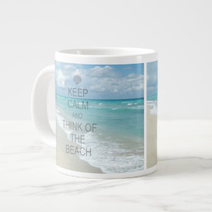 Caneca De Café Grande Fique calmo e pense na praia