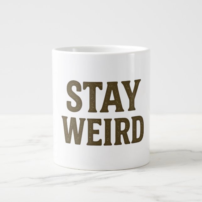 Caneca De Café Grande Fique Estranho Roupas de Rua Retrô  (Frente)