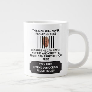Caneca De Café Grande Fique Livre Defenda Democracia De Mentiras