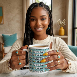 Caneca De Café Grande Fique Positivo
