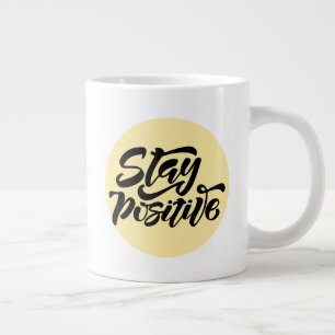 Caneca De Café Grande Fique Positivo Amarelo