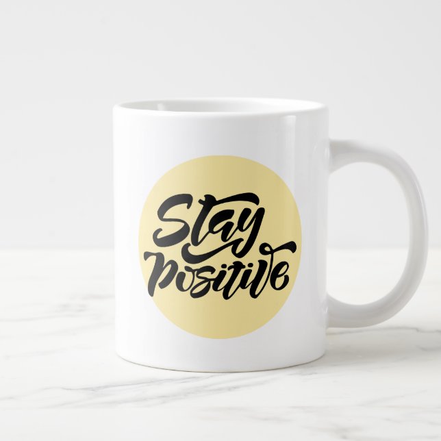Caneca De Café Grande Fique Positivo Amarelo (Direita)
