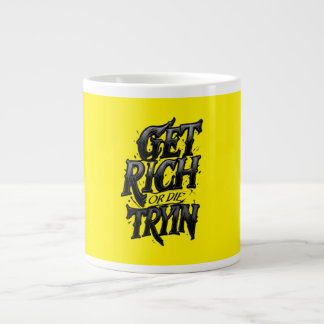 Caneca De Café Grande Fique Rico ou Morra Tentando — Tipografia Cromo Mo