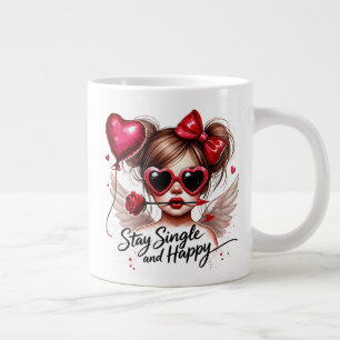 Caneca De Café Grande Fique Solteira & Feliz