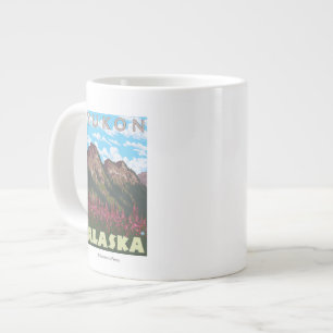 Caneca De Café Grande Fireweed & Mountains - Yukon, Alaska