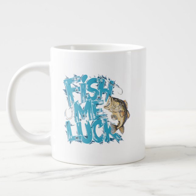 Caneca De Café Grande Fish Me Luck Graffiti Bass Art (Esquerda)