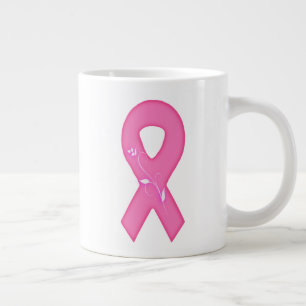 Caneca De Café Grande Fita De Sensibilização Do Cancer Com Flor