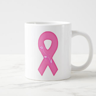 Caneca De Café Grande Fita De Sensibilização Do Cancer Com Flor