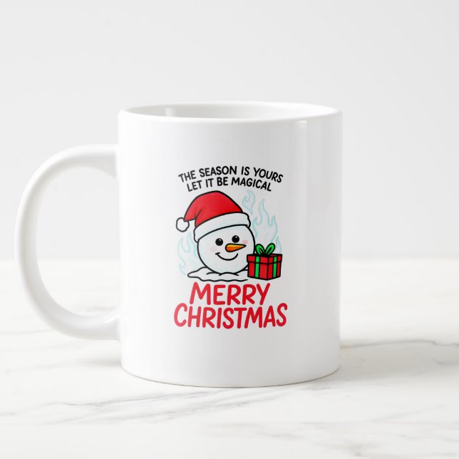 Caneca De Café Grande Flaming Snowman Jumbo Christmas Extra Holiday gift (Esquerda)
