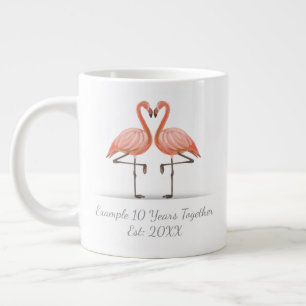 Caneca De Café Grande Flamingo Personalizado X Anos Juntos Aniversário