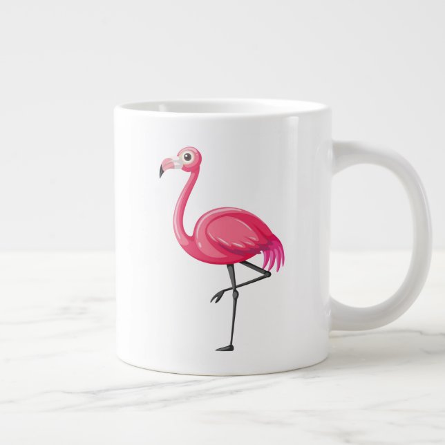 Caneca De Café Grande Flamingo Rosa em Estilo Cartoon (Direita)