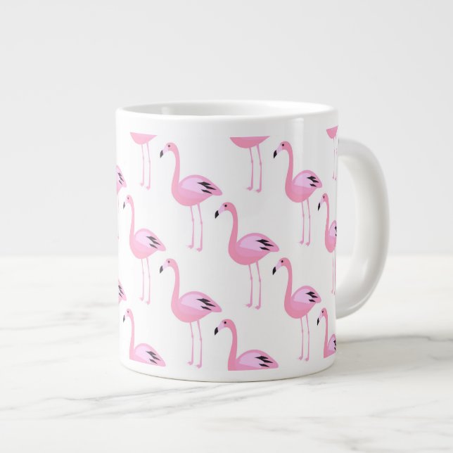 Caneca De Café Grande Flamingos Rosa 2 (Frente Esquerda)