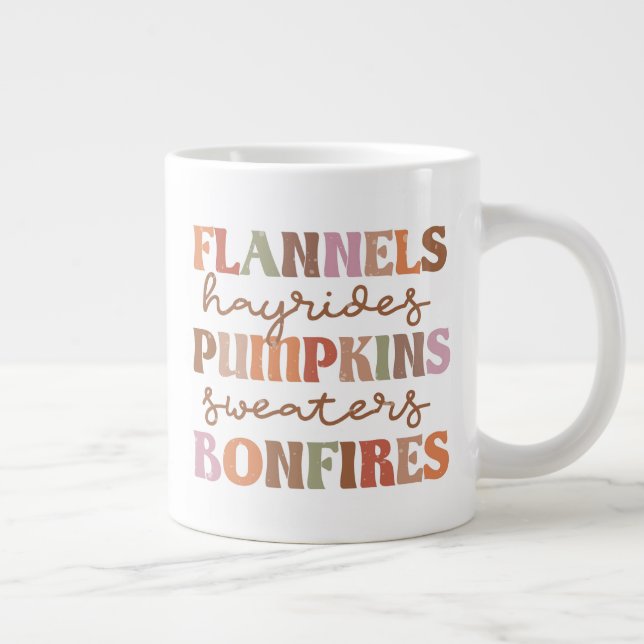 Caneca De Café Grande Flannels Pumpkins Bonfire (Direita)
