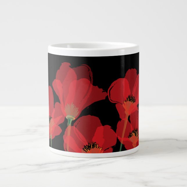 Caneca De Café Grande Fleurs Routers Sur Noir (Frente)