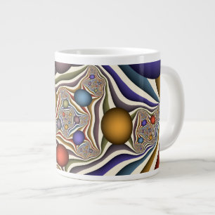 Caneca De Café Grande Flexibindo Arte Fractal Colorida Abstrato