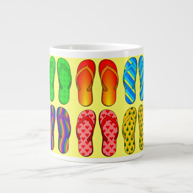 Caneca De Café Grande Flip-Flops... eu adoro a praia! (Frente)
