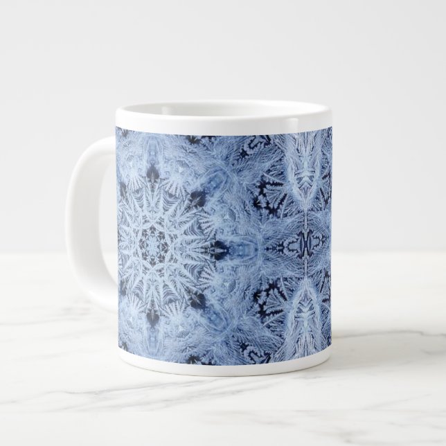 Caneca De Café Grande Floco de neve azul Jumbo Mug (Frente Esquerda)