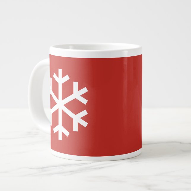 Caneca De Café Grande Floco de neve Floco de Natal Lata Vermelha Gigante (Frente Esquerda)