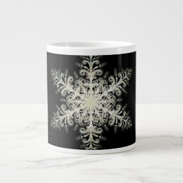 Caneca De Café Grande Floco de neve gelado renda branca preto elegante i