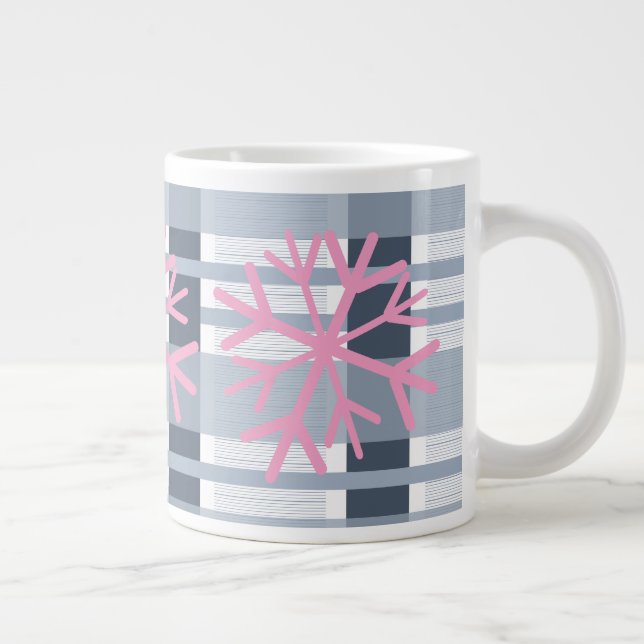Caneca De Café Grande Floco de Neve Simples Desenhado à Mão Branco Xadre (Direita)