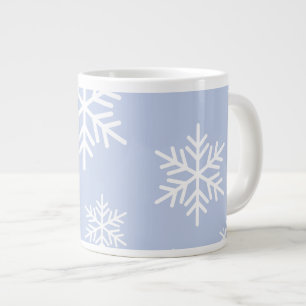 Caneca De Café Grande Flocos de Neve Brancos Divertidos Fundo Azul Viole