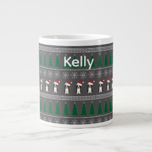 Caneca De Café Grande Flocos de Neve de Natal, Cachorro do Papai Noel, Á