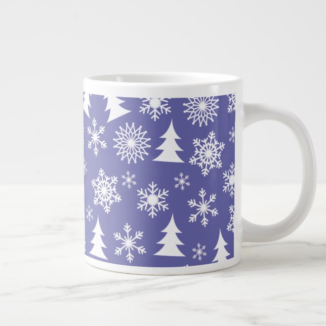 Caneca De Café Grande Flocos de neve e pinheiros (Direita)