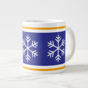 Caneca De Café Grande Flocos de Neve Nórdicos Listras Laranja Branco Azu