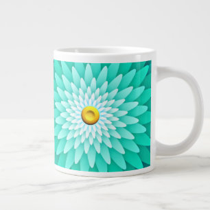 Caneca De Café Grande Flor Azul Mandala-68566