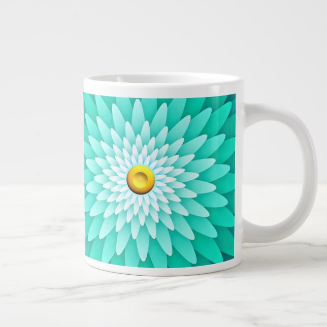 Caneca De Café Grande Flor Azul Mandala-68566 (Direita)