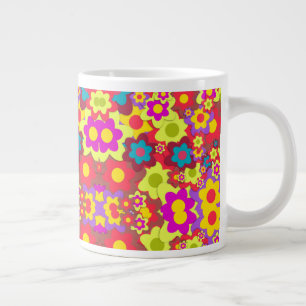 Caneca De Café Grande Flor Colorida