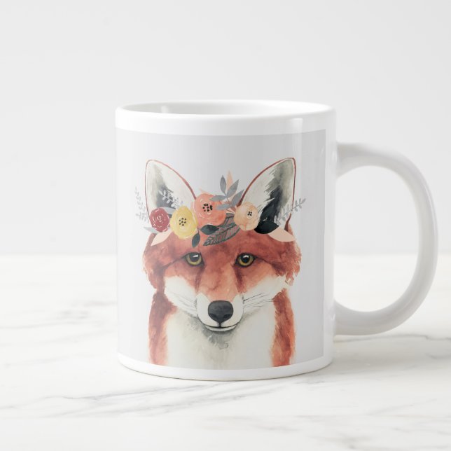 Caneca De Café Grande Flor Coroa Florestal Fox (Direita)