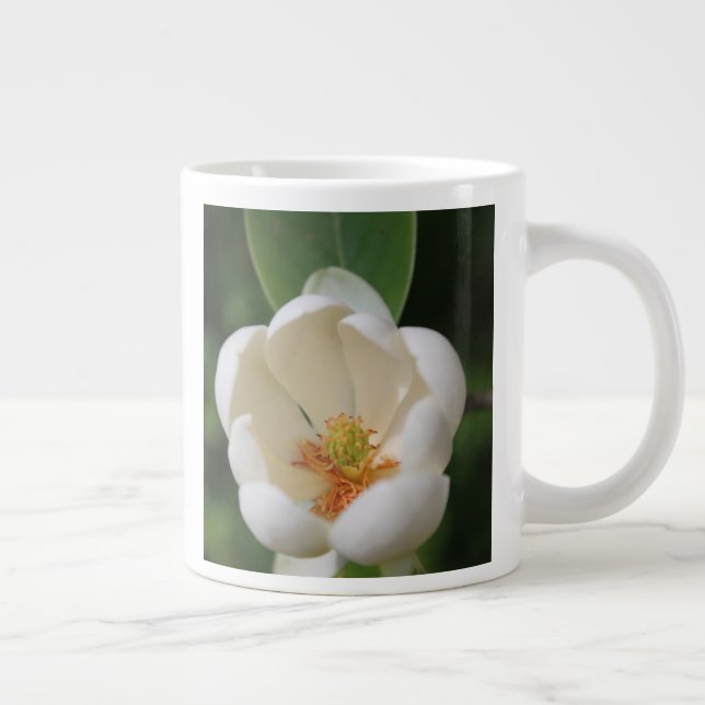 Caneca De Café Grande flor da magnólia branca fotográfica - (Direita)